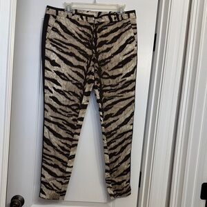 Michael Kors Zebra Print Skinny Pants - Black and Tan
